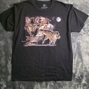 The Mountain Black Short Sleeve Tee with Artistic Graphic